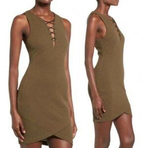 ASTR The Label Olive Lace-UP Bodycon Mini Dress